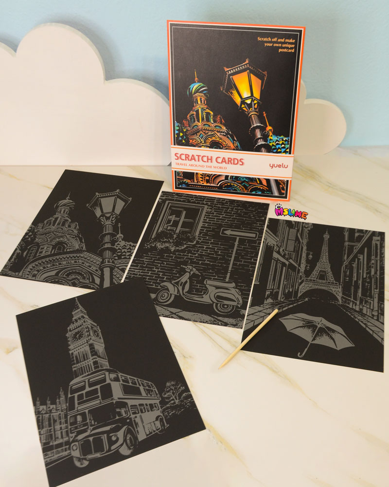 نقاشی-خراشیدنی-5-عددی-سایز-a4-طرح-سفر-در-شهر3-با-قلم-چوبی