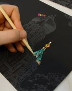 نقاشی-خراشیدنی-اسکرچ آرت-عددی-سایز-a4-طرح-شکوفه-گیلاس-4-قلم-چوبی