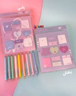 خرید استیکی نوت فانتزی قلبی شامل ۱۱ مدل یادداشت چسبی با طراحی رنگی و کاغذی