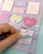خرید استیکی نوت فانتزی قلبی شامل ۱۱ مدل یادداشت چسبی با طراحی رنگی و کاغذی