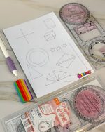 خط‌کش هندسی چندکاره شفاف با ابزار رسم دایره و اشکال هندسی،