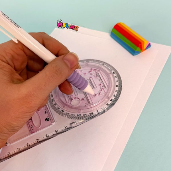 خط‌کش هندسی چندکاره شفاف با ابزار رسم دایره و اشکال هندسی،