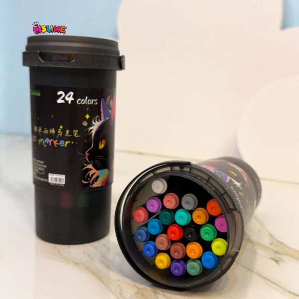 ماژیک اکریلیک-سطلی-گربه-24-رنگ-و-48-رنگ-اکریلیک-گربه1