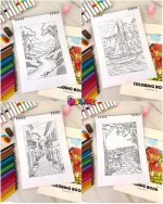 دفتر رنگامیزی A4 طرح منظره‌های چشم‌نواز | 30 برگ با کاغذ 80 گرمی و طرح‌های خاص