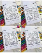 دفتر رنگامیزی A4 طرح کاوایی دوستان بامزه | 30 برگ کاغذ ضخیم 80 گرمی