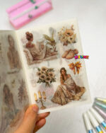 دفترچه استیکر پینترستی دخترانه -استیکر بوک Vintage Girl (20 برگ)