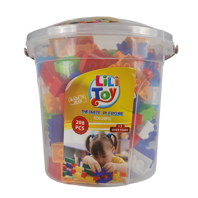 lego لگو ساختنی 208 قطعه Lili Toy داخل سطل پلاستیکی
